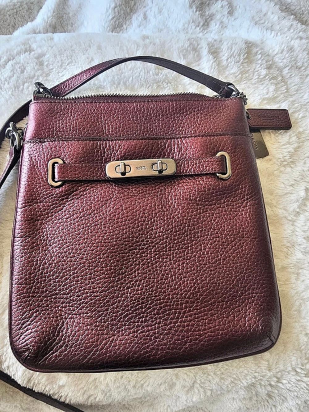 Coach Leather Crossbody Bag in Red Burgundy